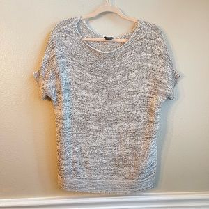 Ann Taylor black and white short sleeve scoop neck light weight sweater …